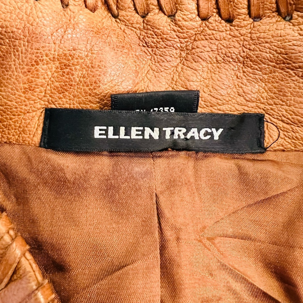 Ellen Tracy 100% Leather Bohemian Jacket Size 16 in good preowned condition - Picture 15 of 16